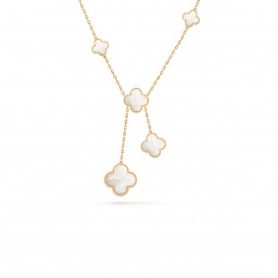 VAN CLEEF ARPELS MAGIC ALHAMBRA NECKLACE, 6 MOTIFS - YELLOW GOLD, MOTHER-OF-PEARL  VCARD79100